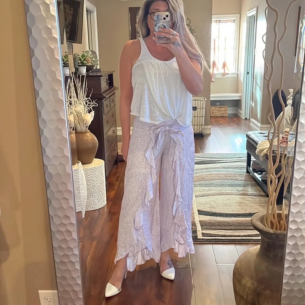 Kiwi & Punch flowy pants lavender tie waist - Picture 9 of 14